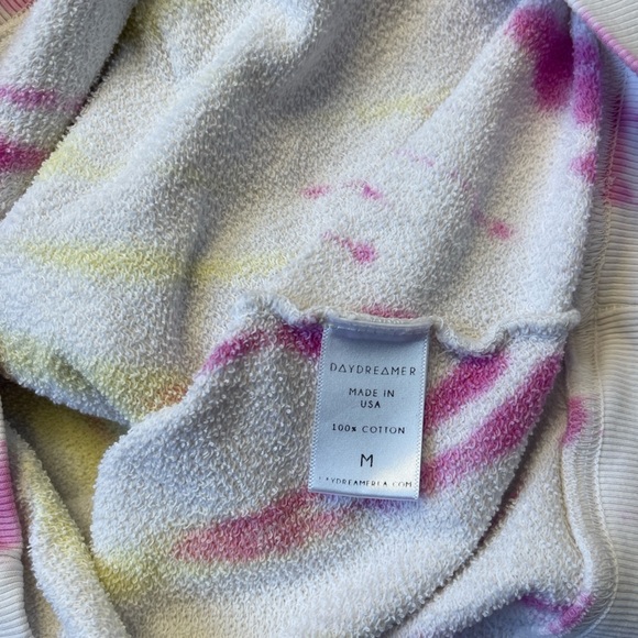 Daydreamer LA Oversized Pink Yellow Tie Die Long Sleeve Hoodie - Medium - Picture 5 of 10